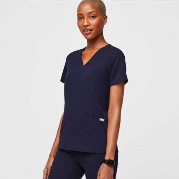 Figs Casma Three Pocket Scrub Top Navy Size XL - Picture 4 of 10